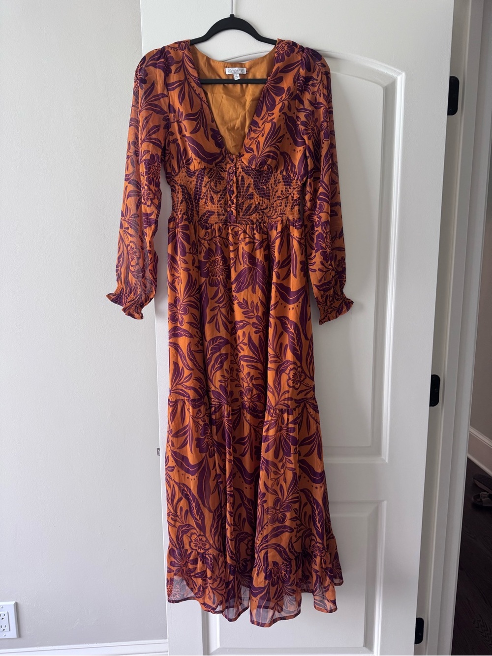 Floral Maxi Dress in Rust & Maroon